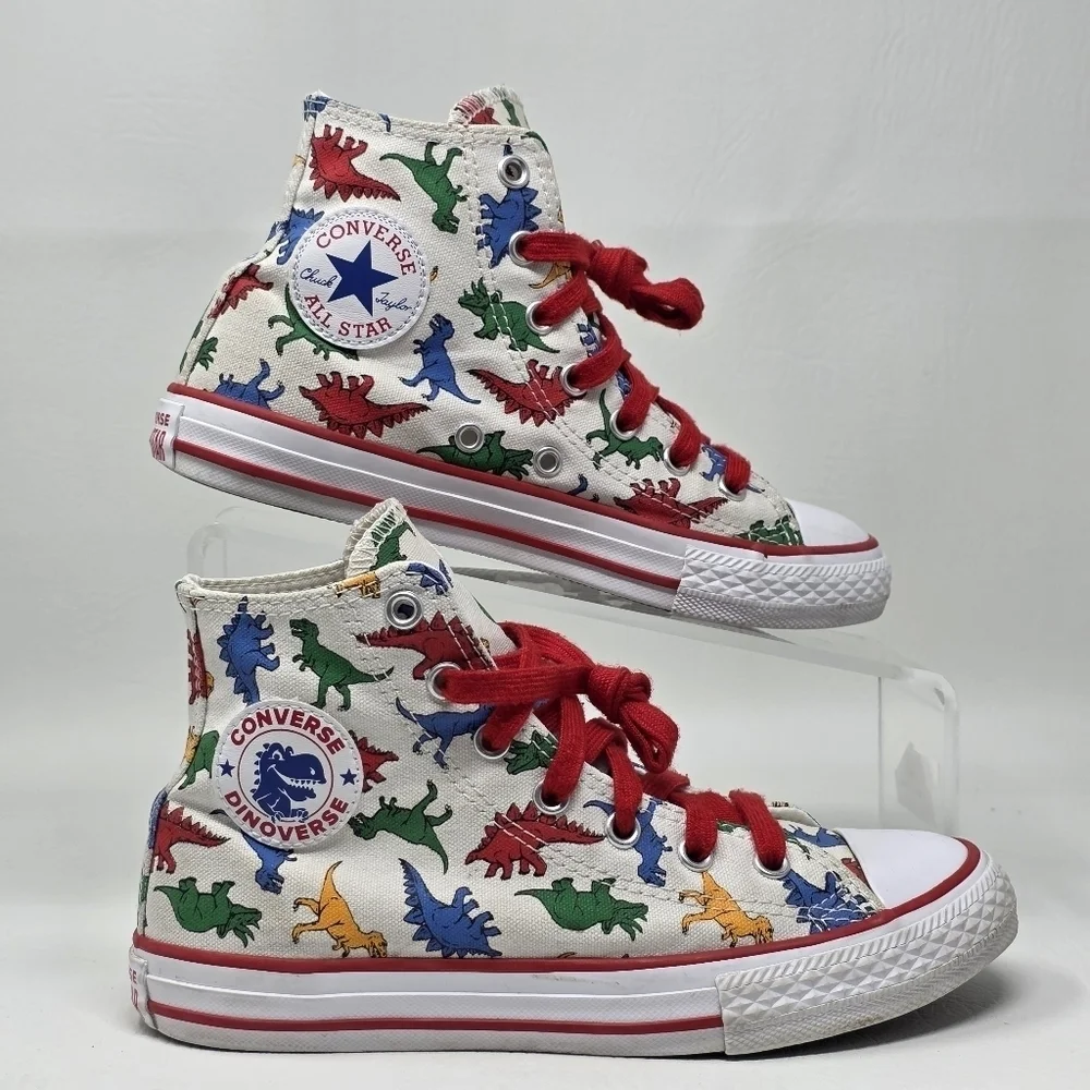 Converse Youth Junior Dinoverse Dinosaur Size 2 Sneaker CTAS Hi Top Shoe Preoned